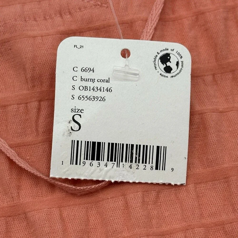 Free People Sugar Cube Women's Size Small Burnt Coral Pink V-Neck Ruched Top NWT - Picture 9 of 13